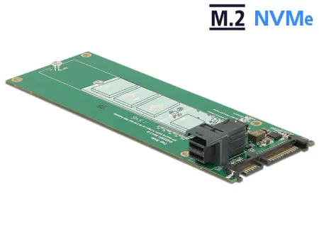 DeLock prevodník SATA 22 pin / SFF-8643 NVMe > 1 x M.2 NGFF Key M