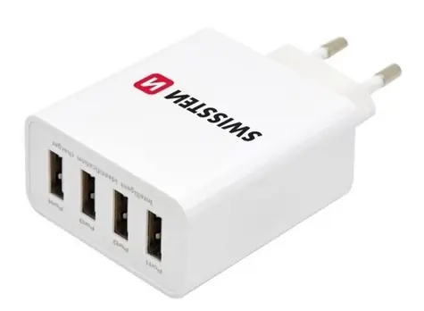 Swissten Sieťový adaptér SMART IC 4xUSB biela / 5A