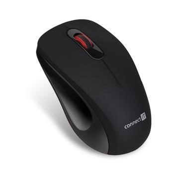 Connect IT MUTE čierna / Bezdrôtová optická myš / 1200 DPI / 3 tlačidlá / 2.4GHz / 1xAA