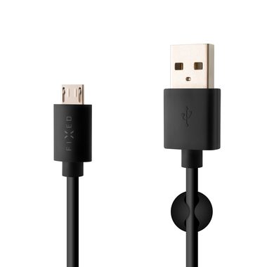 FIXED Dlhý dátový a nabíjací kábel s konektorom microUSB 2 m čierna / 2.4A