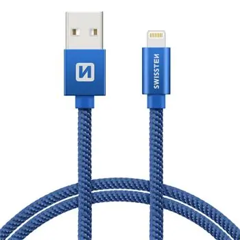 SWISSTEN TEXTILE dátový kábel USB - Lightning 2.0m modrá