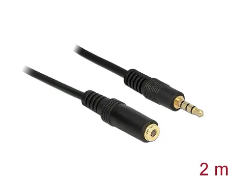 Delock predlžovací kábel Audio Stereo Jack 3.5 mm samec > Stereo Jack 3.5 mm samica 2 m čierna