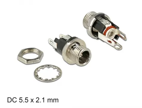 DeLock Konektor DC 5.5 x 2.1 x 9.5 mm samica prepážka
