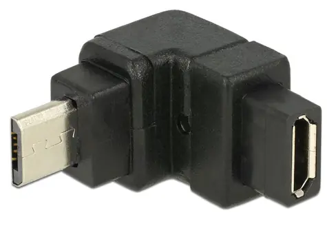 DeLock adaptér USB 2.0 Micro-B samec > USB 2.0 Micro-B samica / pravouhlá hore