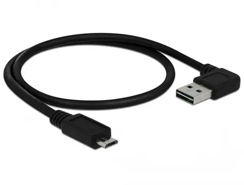 DeLock Kábel Easy-USB 2.0 Typ-A samec > USB 2.0 Typ Micro-B samec 0.5 m čierna / pravouhlý