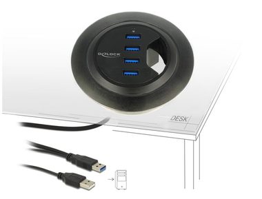 Delock Stolný Hub USB 3.0 4-portový čierna