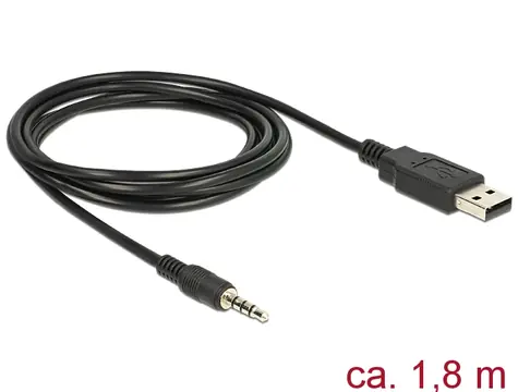 DeLock kábel USB TTL samec > 3.5 mm 4 pin stereo jack samec 1.8 m čierna / 3.3 V