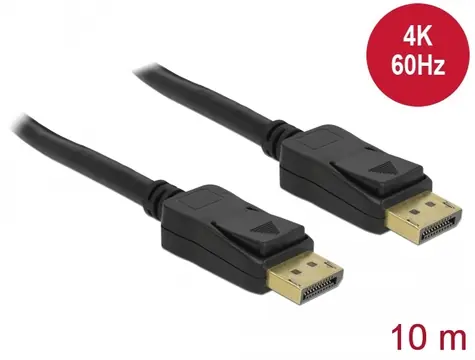 Delock Displayport 1.2 kábel samec > Displayport samec 10 m čierna / 4K 60 Hz