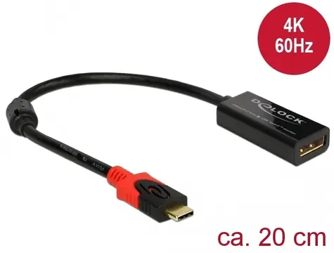 DeLock DisplayPort adaptér pre monitor USB Type-C / 4K 60 Hz