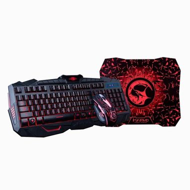 Marvo KM400 čierna - US / herná sada klávesnica + myš + / 2400 DPI / 6 tlačidiel / 1.5m / USB / podsvietenie / US layout