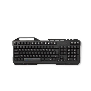 Nedis GKBD200BKDE - Herná Klávesnica Čierna / Osvetlenie RGB / USB 2.0 / Herné Rozloženie Kláves / Kovový Design