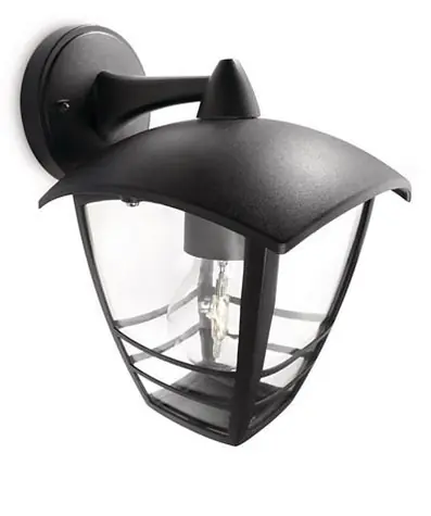 Philips Creek 60W s vrchným ramenom čierna / vonkajšie svietidlo / bez zdroja / E27 / IP44