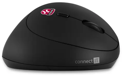 Connect IT FOR HEALTH LADIES čierna / Ergonomická vertikálna bezdrôtová myš / 1600DPI / 6 tlačidiel / 2.4GHz / 1x AA