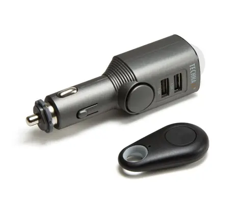 Technaxx TX-100 autoalarm s detekciou pohybu šedá / diaľkové ovládanie / nabíjačka do auta 2x USB / vstavaná siréna
