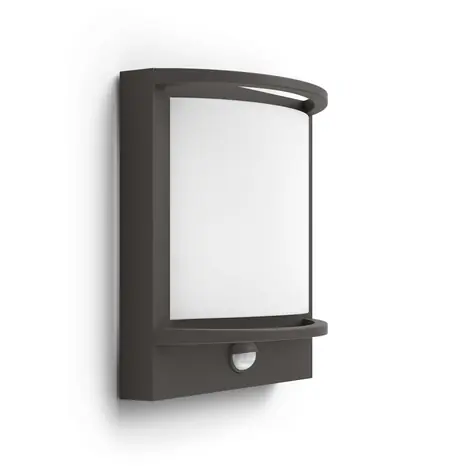 Philips Samondra IR 12W antracitová / LED vonkajšie nástenné svietidlo s pohybovým čidlom / 1200lm / 2700K / IP44