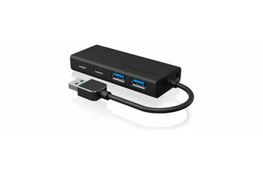 IcyBox IB-HUB1426-U3 USB Hub čierna / 2x USB 3.0 / 2x USB-C / s pripojením USB 3.0 AM
