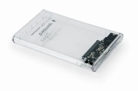Gembird externý USB 3.0 case pre 2.5" disk / SATA / priehľadný plast / HDD&amp;SSD / výška disku 9.5mm