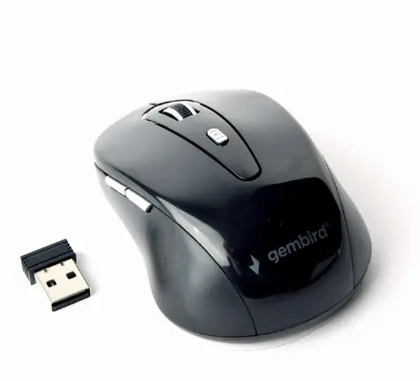 Gembird MUSW-6B-01 bezdrôtová optická myš čierna / 1600 DPI / nano USB / 4 tlačidlá