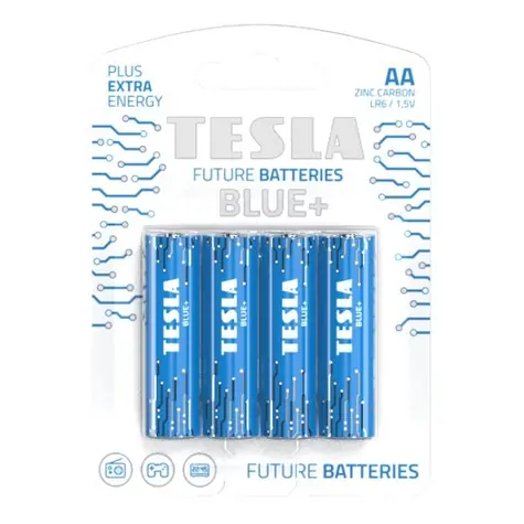 Teslá BLUE+ Zinc Carbon ceruzková batéria AA (R06) 4 ks / blister