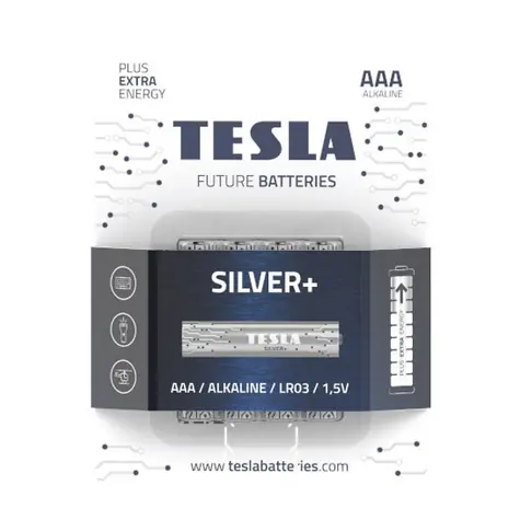 Teslá SILVER+ alkalická mikrotužková batéria AAA (LR03) 4 ks / blister