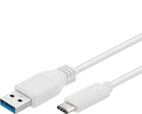 PremiumCord prepojovací USB 3.0 kábel s konektormi USB-C - USB-A biely 3m
