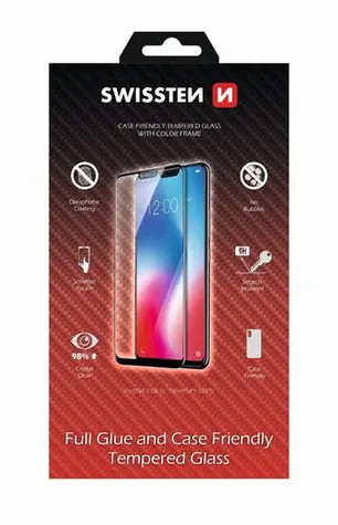 SWISSTEN FULL GLUE COLOR FRAME CASE FRIENDLY sklo pre SAMSUNG A202 GALAXY A20e čierna