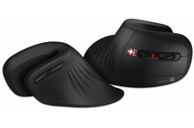 Connect IT FOR HEALTH CMO-2900-BK čierna / Ergonomická vertikálna bezdrôtová myš / 1600DPI / 6 tlačidiel / 2.4GHz / 1x AA