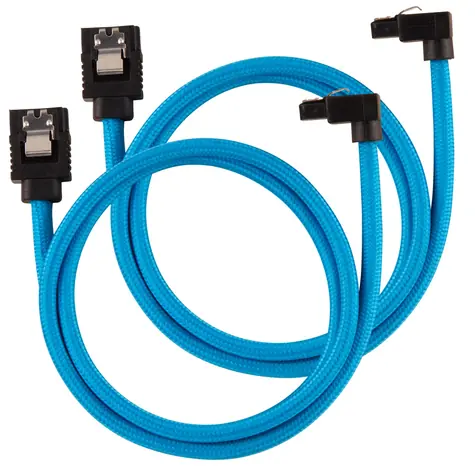 Corsair Premium Sleeved SATA 6Gbps kábel lomený 60cm modrá (2ks)