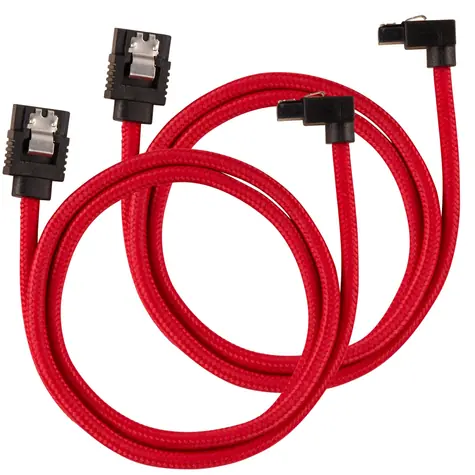 Corsair Premium Sleeved SATA 6Gbps kábel lomený 60cm červená (2ks)