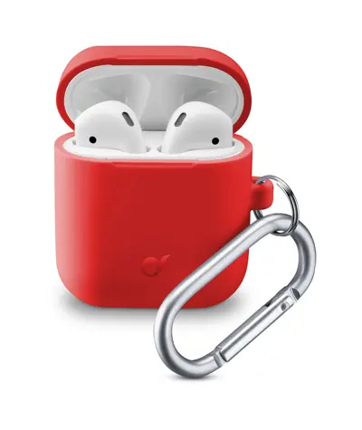Cellularline Bounce Ochranný kryt s karabínou pre Apple AirPods 1 &amp; 2 červená