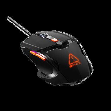 CANYON Vigil čierna-oranžová / Herná optická myš / 3200 DPI / 6 tlačidiel / RGB podsvietenie / USB / 1.65 m
