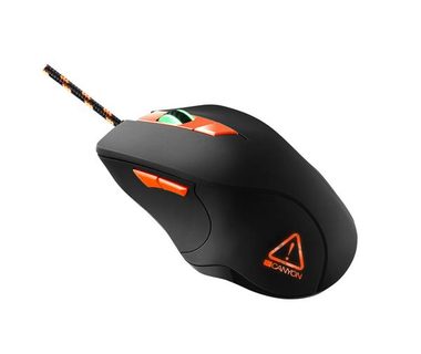 CANYON Eclector čierna-oranžová / Herná optická myš / 3200 DPI / 6 tlačidiel / RGB podsvietenie / USB / 1.65 m