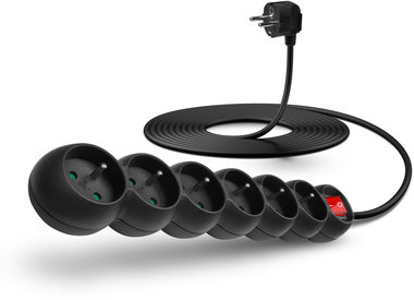 CONNECT IT predlžovací kábel 230 V 6 zásuviek 5 ms vypínačom čierna