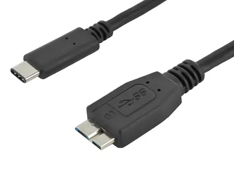 PremiumCord prepojovací kábel USB 3.1 type C na USB 3.0 micro-B čierna 1m