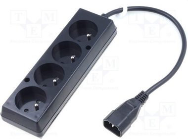 OEM Napájacia redukcia 230V k UPS - 1x IEC C14 na 4x CEE 7 5 (FR/SK) / max.10A / dĺžka 30 cm