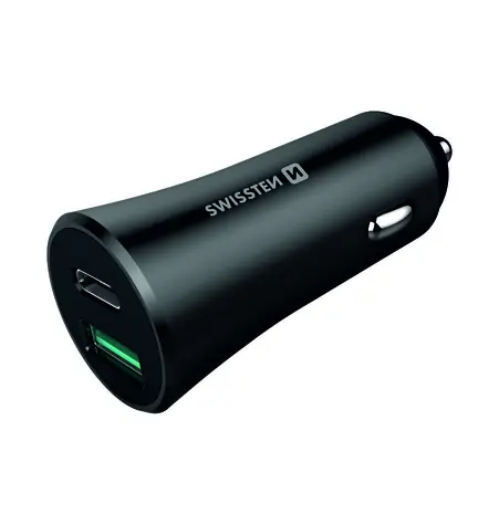 Swissten CL adaptér POWER DELIVERY USB-C + QUICK CHARGE 3.0 36W METAL čierna