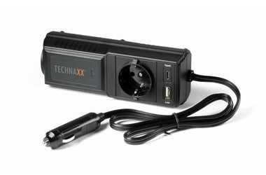 Technaxx TE21 menič napätia / 200W / vstup 12V DC / 2xUSB / 1x230V zásuvka / čierna