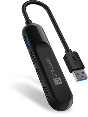 CONNECT IT USB-A hub USB 3.0 čierna / externá