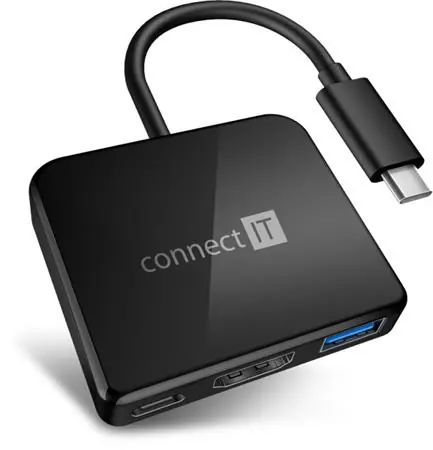 CONNECT IT USB-C hub 3v1 čierna / USB / USB-C / HDMI