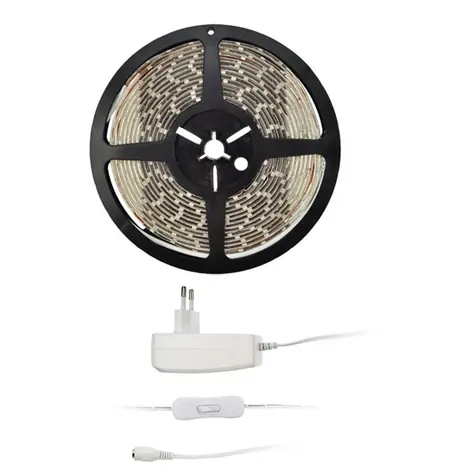 Solight WM50-65T LED svetelný pás s testrom / 5m / sada s 12V adaptérom / 4.8Wm / IP65 / studená biela