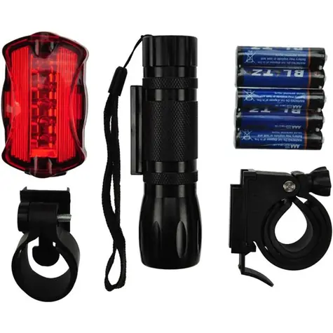 Solight WL19 sada cyklo svetiel / predné 3W LED + zadné 5x LED / 2x držiak / 5x AAA batérie