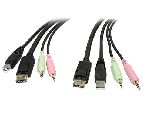 StarTech 4v1 kábel DP4N1USB6 čierna / DisplayPort / USB-A / 3.5 mm