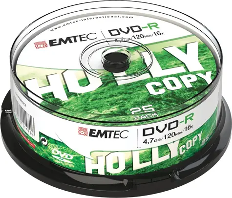 EMTEC DVD-R 4.7GB 16x (25ks) / 4.7GB / rýchlosť 16x / Cake box / 25ks