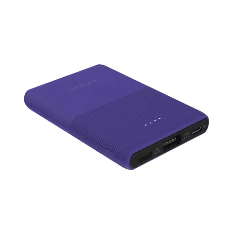 TERRATEC Powebank P50 fialová / 5000 mAh / 5V / 2.1A / 1x Micro-USB (vstup) / 1x USB-C / 1x USB-A