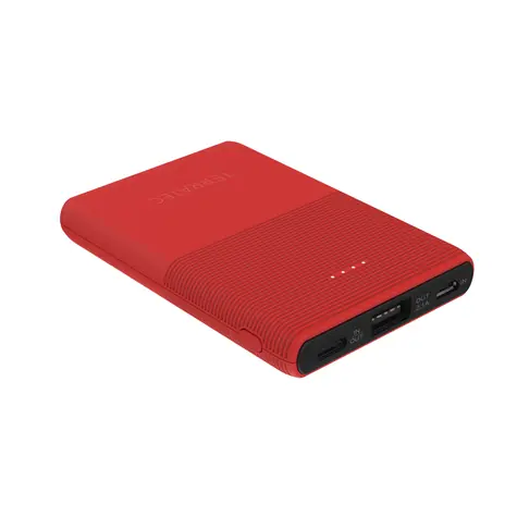 TERRATEC Powebank P50 červená / 5000 mAh / 5V / 2.1A / 1x Micro-USB (vstup) / 1x USB-C / 1x USB-A