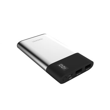 TERRATEC Powebank P80 Slim strieborná / 8000 mAh / 5V / 2.1A / 1x Micro-USB (vstup) / 2x USB-A