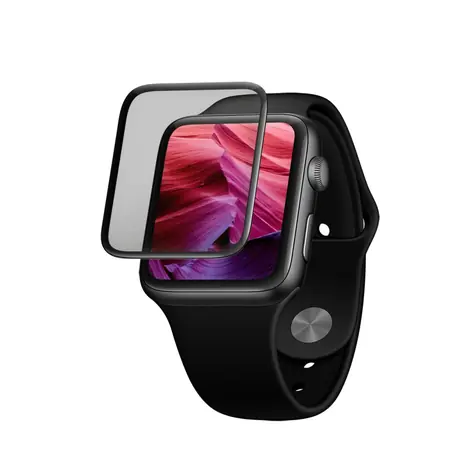 FIXED 3D Full-Cover Ochranné tvrdené sklo pre Apple Watch 40mm s aplikátorom čierna / s lepením cez celý displej