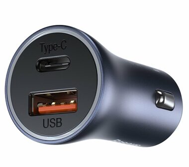 Baseus TZCCJD-0G Golden Contactor Dual USB nabíjačka do auta šedá / 40W / 1x USB-A + 1x USB-C / 3A