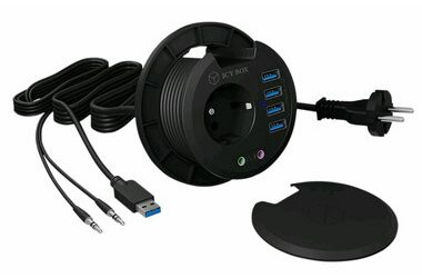 ICY BOX IB-HUB1430 - 4portový rozbočovač USB 3.0 / montáž do dosky stola / priemer 80 mm 