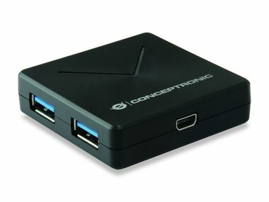 Conceptronic HUBBIES02B USB hub / 4x USB-A 3.0 / odpojiteľný USB kábel
